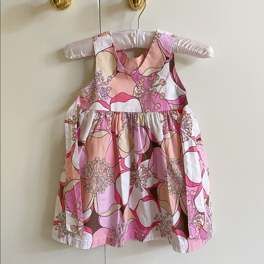 Handmade sleeveless retro floral cotton dress
